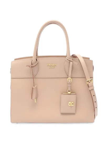 Pre-owned Prada 2010s Esplanade Saffiano Leather Tote Bag In Neutrals