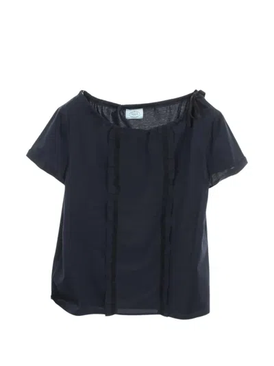 Pre-owned Prada 2010s Frill-trim T-shirt In Blue
