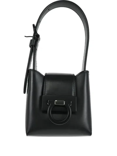 Pre-owned Prada 2010s Gancini Leather Shoulder Bag In Black