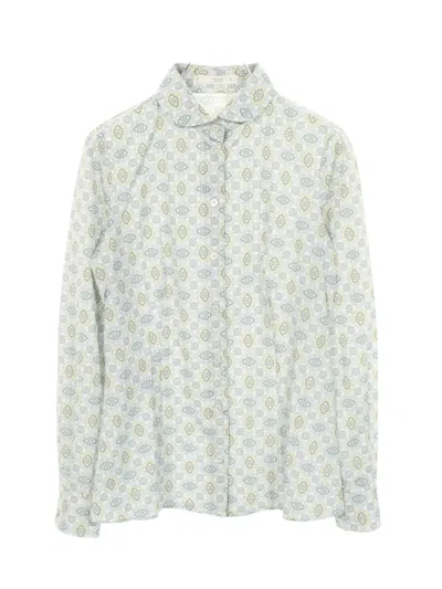 Pre-owned Prada 2010s Geometric-pattern Round-collar Shirt In Blue