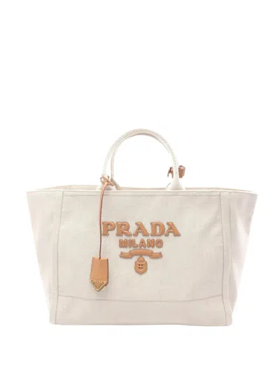 Pre-owned Prada 2010s Giardinière Tote Bag In Neutral