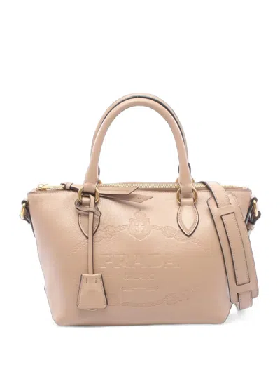 Pre-owned Prada 2010s Glacé 2way Tote Bag In Neutrals
