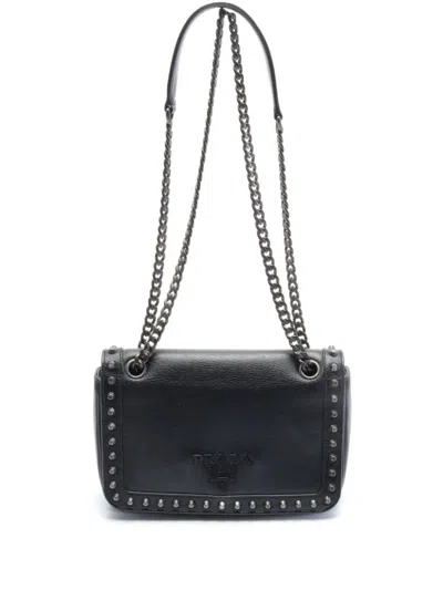 Pre-owned Prada 2010s Glace Shoulder Bag In Black