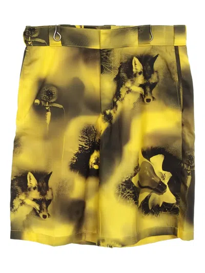 Pre-owned Prada 2010s Graphic-print Bermuda Shorts In Yellow