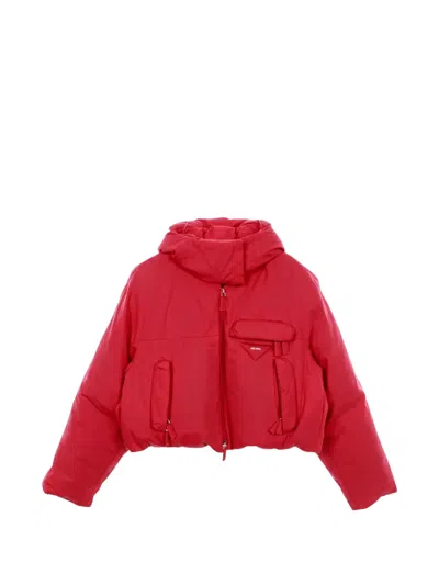 Pre-owned Prada 2010s Hooded Down Jacket In Red