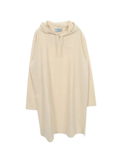 Pre-owned Prada 2010s Hooded Midi Dress In Neutral