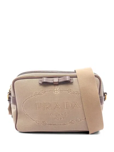 Pre-owned Prada 2010s Jacquard Shoulder Bag In Neutral