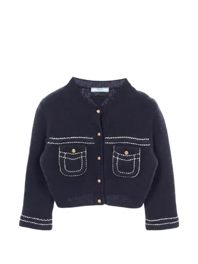Pre-owned Prada 2010s Knit Cardigan In Blue