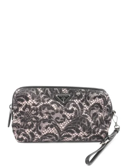 Pre-owned Prada 2010s Lace-print Make Up Bag