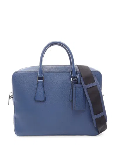Pre-owned Prada 2010s Leather Briefcase In Blue