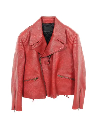 Pre-owned Prada 2010s Leather Jacket In Red
