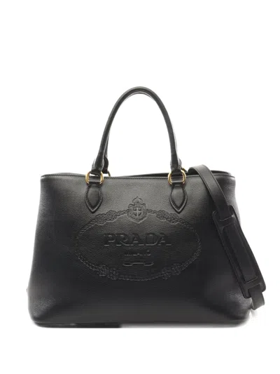 Pre-owned Prada 2010s Leather Tote Bag In Black