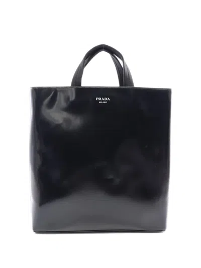 Pre-owned Prada 2010s Leather Tote Bag In Black