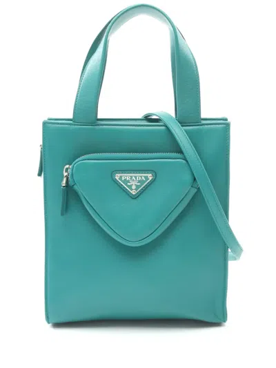 Pre-owned Prada 2010s Leather Tote Bag In Blue