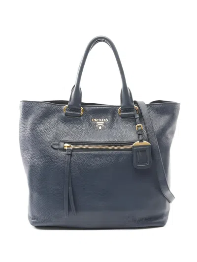Pre-owned Prada 2010s Leather Tote Bag In Blue