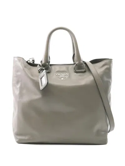 Pre-owned Prada 2010s Leather Tote Bag In Gray