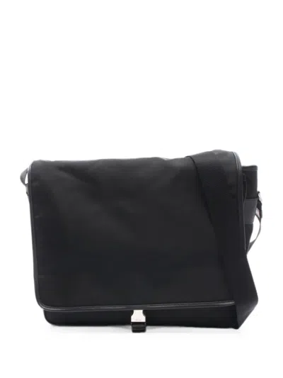 Pre-owned Prada 2010s Leather-trim Messenger Bag In Black