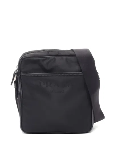 Pre-owned Prada 2010s Leather-trim Shoulder Bag In Black