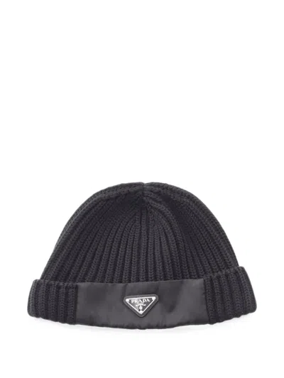 Pre-owned Prada 2010s Logo Beanie Hat In Black