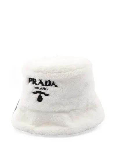 Pre-owned Prada 2010s Logo Bucket Hat In White
