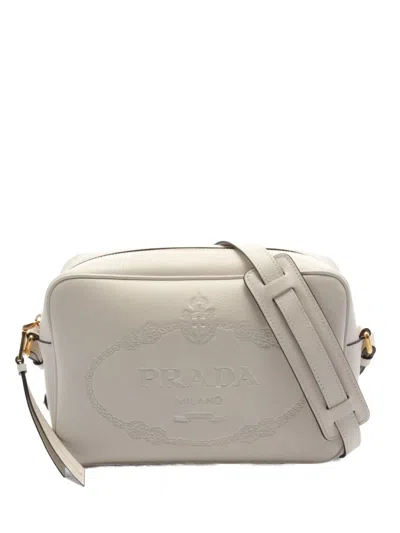 Pre-owned Prada 2010s Logo-debossed Shoulder Bag In White