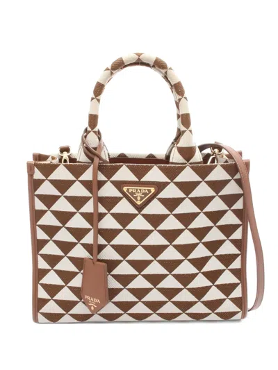 Pre-owned Prada 2010s Logo-detail Geometric Handbag In White