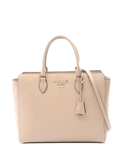 Pre-owned Prada 2010s Logo-detail Two-way Tote Bag In Neutral