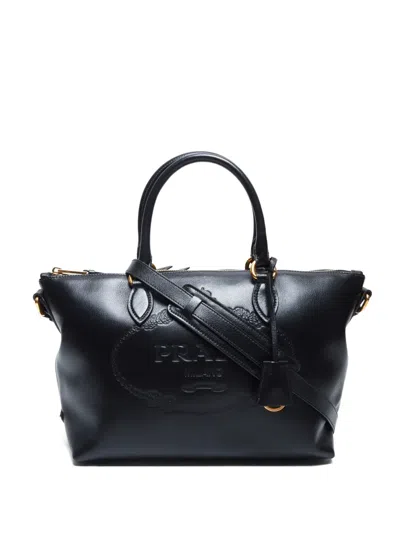 Pre-owned Prada 2010s Logo-embossed Leather Tote Bag