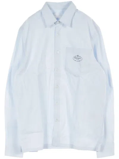 Pre-owned Prada 2010s Logo-embroidered Shirt In Blue