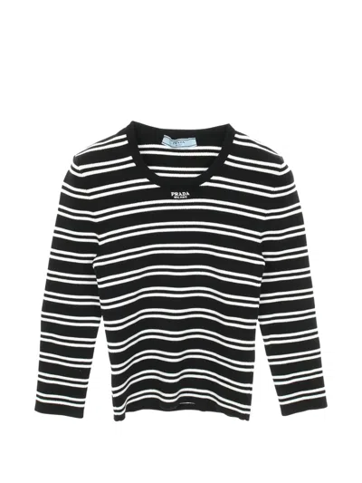 Pre-owned Prada 2010s Logo Embroidery Top In Black