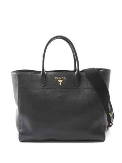 Pre-owned Prada 2010s Logo-lettering Tote Bag In Black