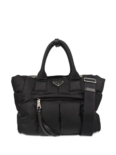 Pre-owned Prada 2010s Logo-plaque Tote Bag In Black