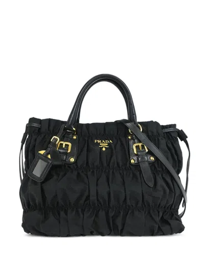 Pre-owned Prada 2010s Logo-plaque Tote Bag In Black