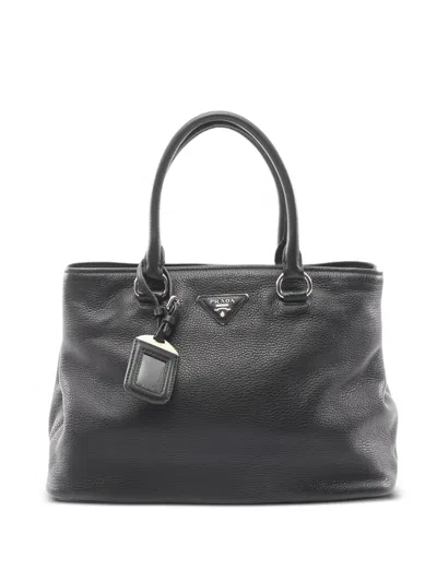 Pre-owned Prada 2010s Logo-plaque Tote Bag In Black
