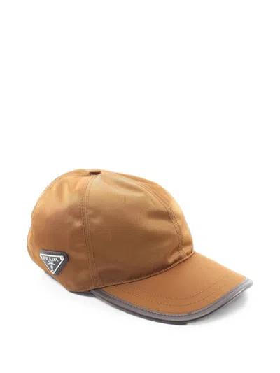 Pre-owned Prada 2010s Logo Plate Baseball Cap In Brown