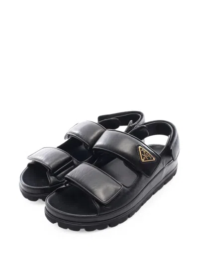 Pre-owned Prada 2010s Logo Plate Sandals In Black
