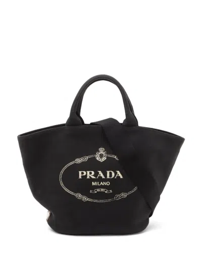 Pre-owned Prada 2010s Logo-print Top-handle Handbag In Black