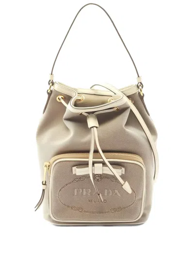 Pre-owned Prada 2010s Logo-detail Bucket Bag In Neutral