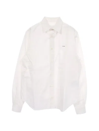 Pre-owned Prada 2010s Logo-embroidered Long-sleeve Shirt In White