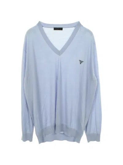 Pre-owned Prada 2010s Logo-embroidered Sweater In Blue