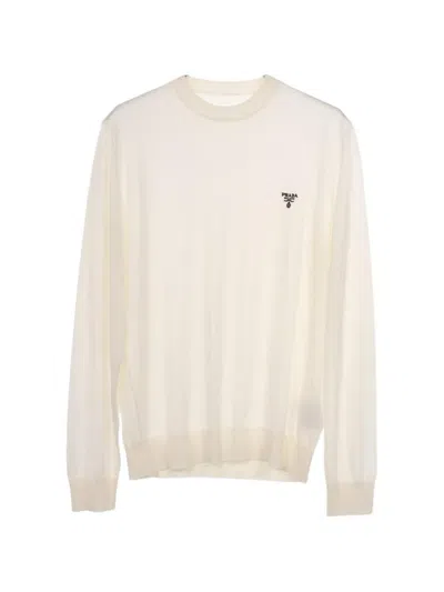 Pre-owned Prada 2010s Logo-embroidered Sweater In White