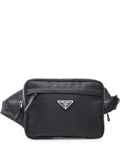 Pre-owned Prada 2010s Logo-plaque Belt Bag In Black