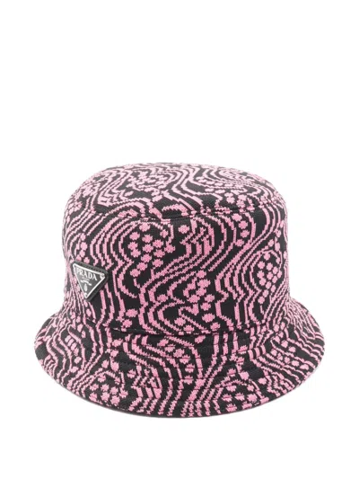 Pre-owned Prada 2010s Logo-plaque Bucket Hat In Black