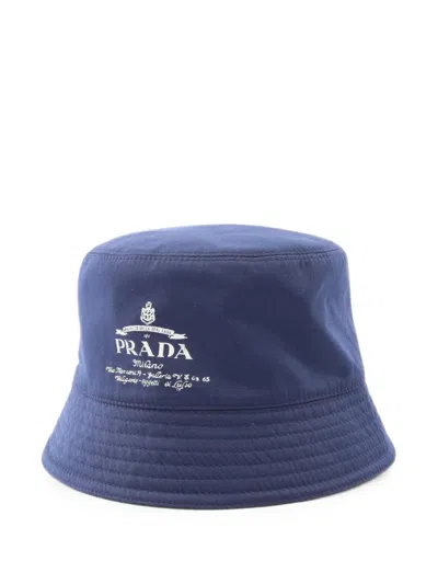 Pre-owned Prada 2010s Logo-print Bucket Hat In Blue