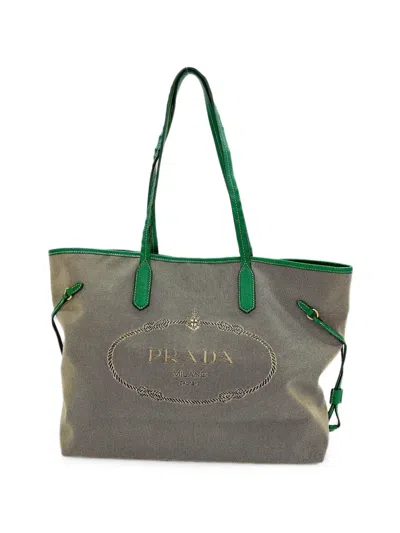 Pre-owned Prada 2010s Logo-print Tote Bag In Neutrals