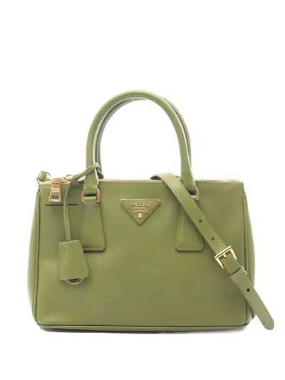 Pre-owned Prada 2010s Lux Galleria Leather Tote Bag In Green