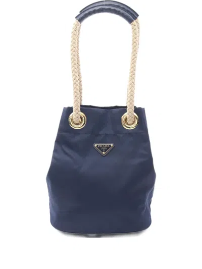 Pre-owned Prada 2010s Mariner Rope-detail Bucket Bag In Blue