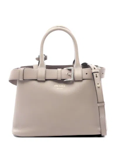 Pre-owned Prada 2010s Medium Leather Tote Bag In Neutral