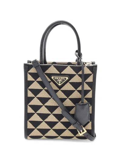 Pre-owned Prada 2010s Mini Symbole Tote Bag In Black