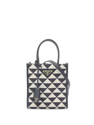 Pre-owned Prada 2010s Mini Symbole Triangolo Two-way Handbag In Blue